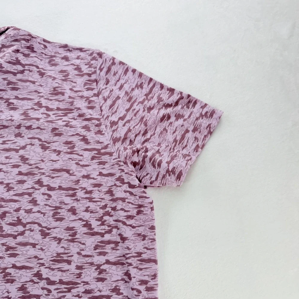 Adidas Camouflage Print Polo Shirt Mens 2XL Pink Golf Lightweight Performance